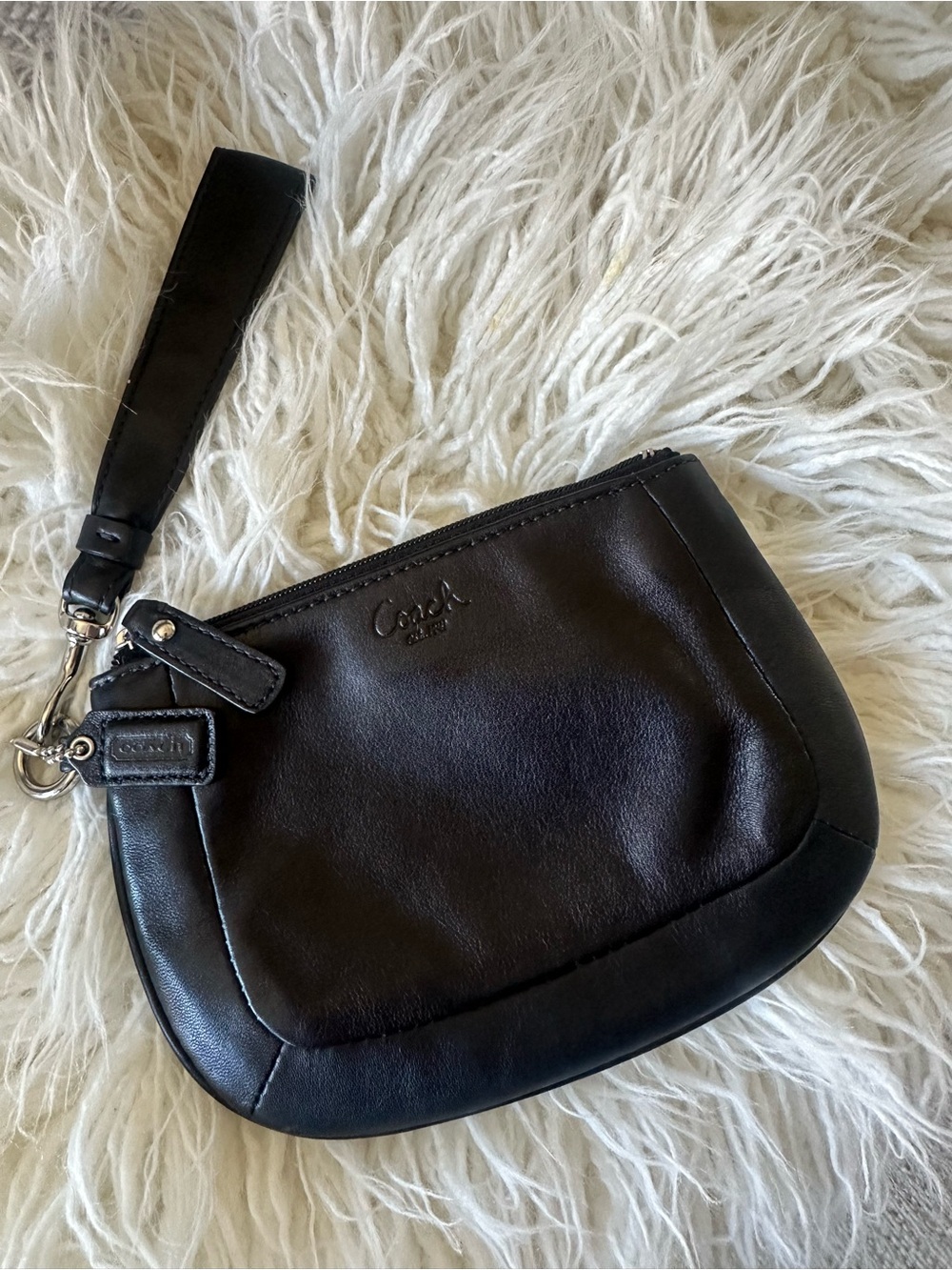 Coach black leather wristlet, NWOT